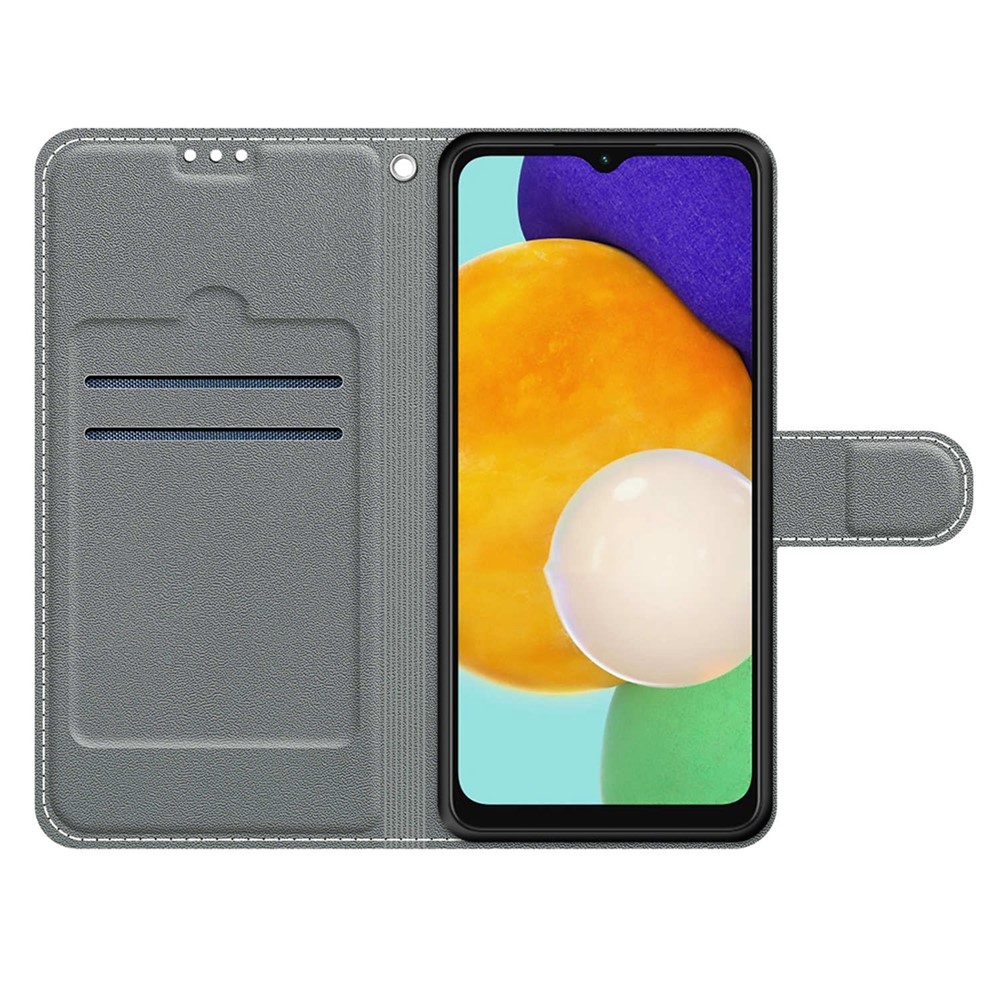 Pattern Printing PU Leather Wrist Strap Stand Feature Flip Case Cover with Card Slots for Samsung Galaxy A13 4G - Cat-5