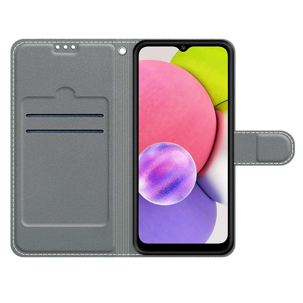 Stand Feature Cards Holders Pattern Printing PU Leather Flip Protective Cover with Wrist Strap for Samsung Galaxy A03s (166.5 x 75.98 x 9.14mm) - Cat-5