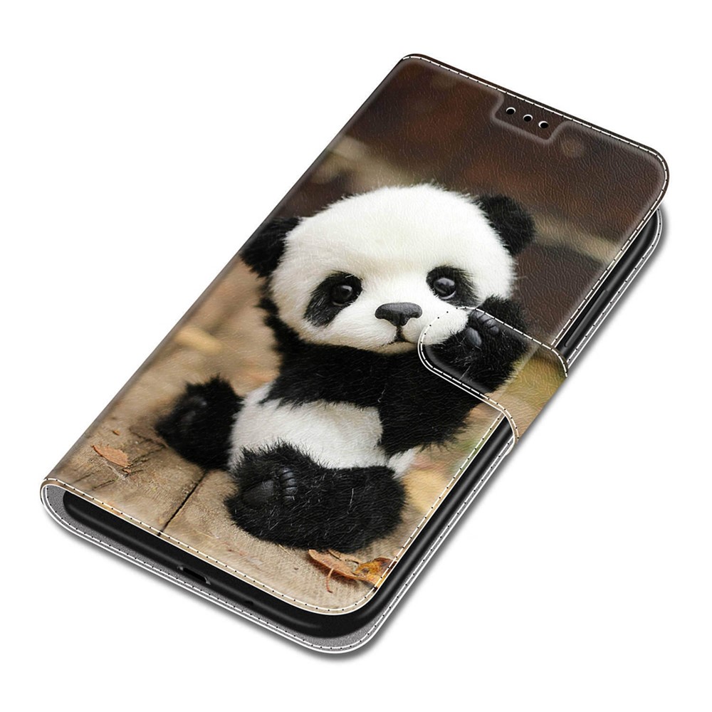 PU Leather Flip Pattern Printing Cover Shockproof TPU Stand Card Slot Case with Strap for Samsung Galaxy A33 5G - C18 Panda-6