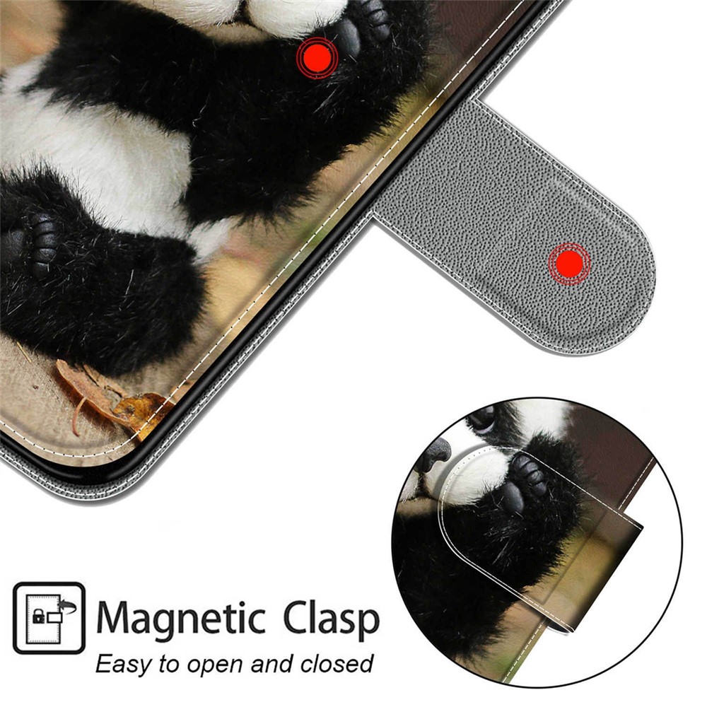 PU Leather Flip Pattern Printing Cover Shockproof TPU Stand Card Slot Case with Strap for Samsung Galaxy A33 5G - C18 Panda-7