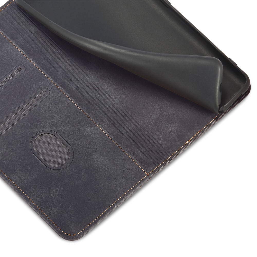Double Edge-fold Sewing Design PU Leather Stand Feature Flip Folio Magnetic Wallet Protective Case for Samsung Galaxy A03s (166.5 x 75.98 x 9.14mm) - Black-7