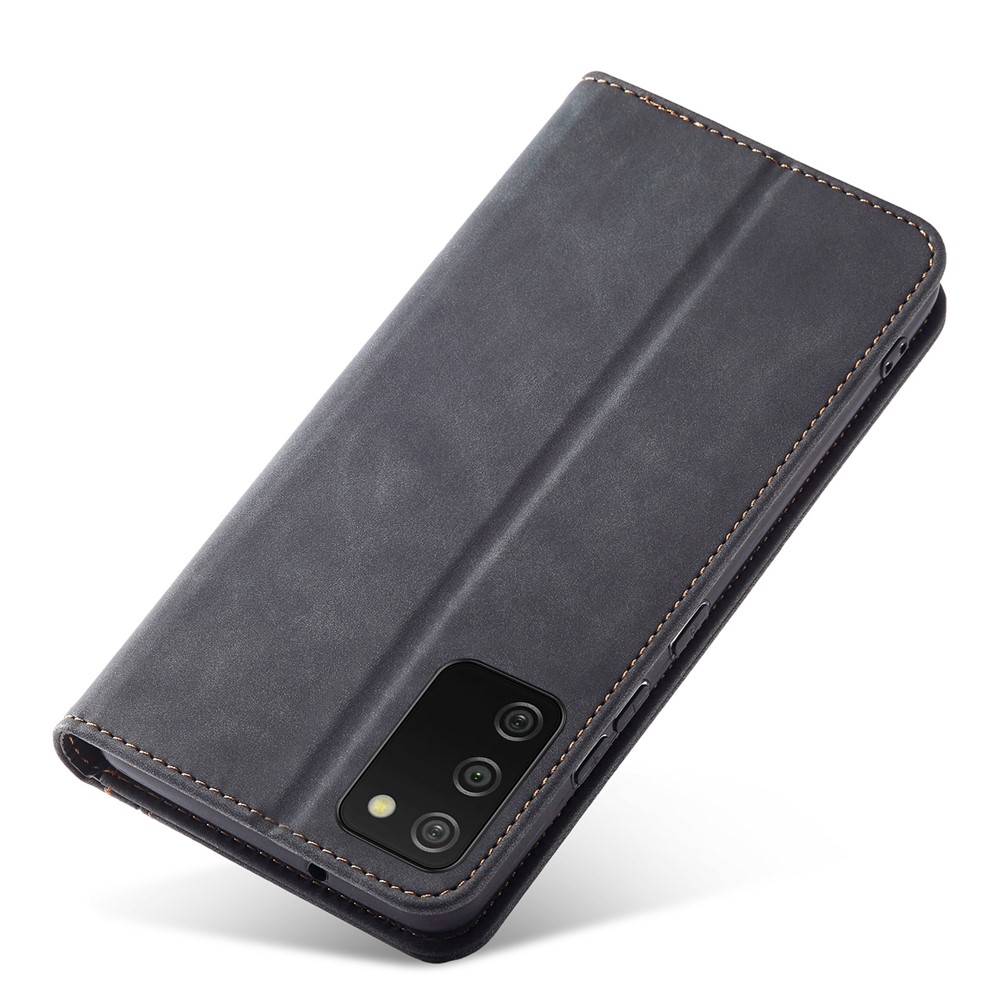 Double Edge-fold Sewing Design PU Leather Stand Feature Flip Folio Magnetic Wallet Protective Case for Samsung Galaxy A03s (166.5 x 75.98 x 9.14mm) - Black-8