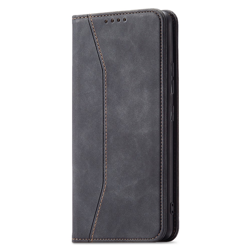 Magnetic Absorption PU Leather Flip Wallet Case Stand Double Edge-fold Sewing Design Phone Cover for Samsung Galaxy A03s (164.2 x 75.9 x 9.1mm) - Black-2
