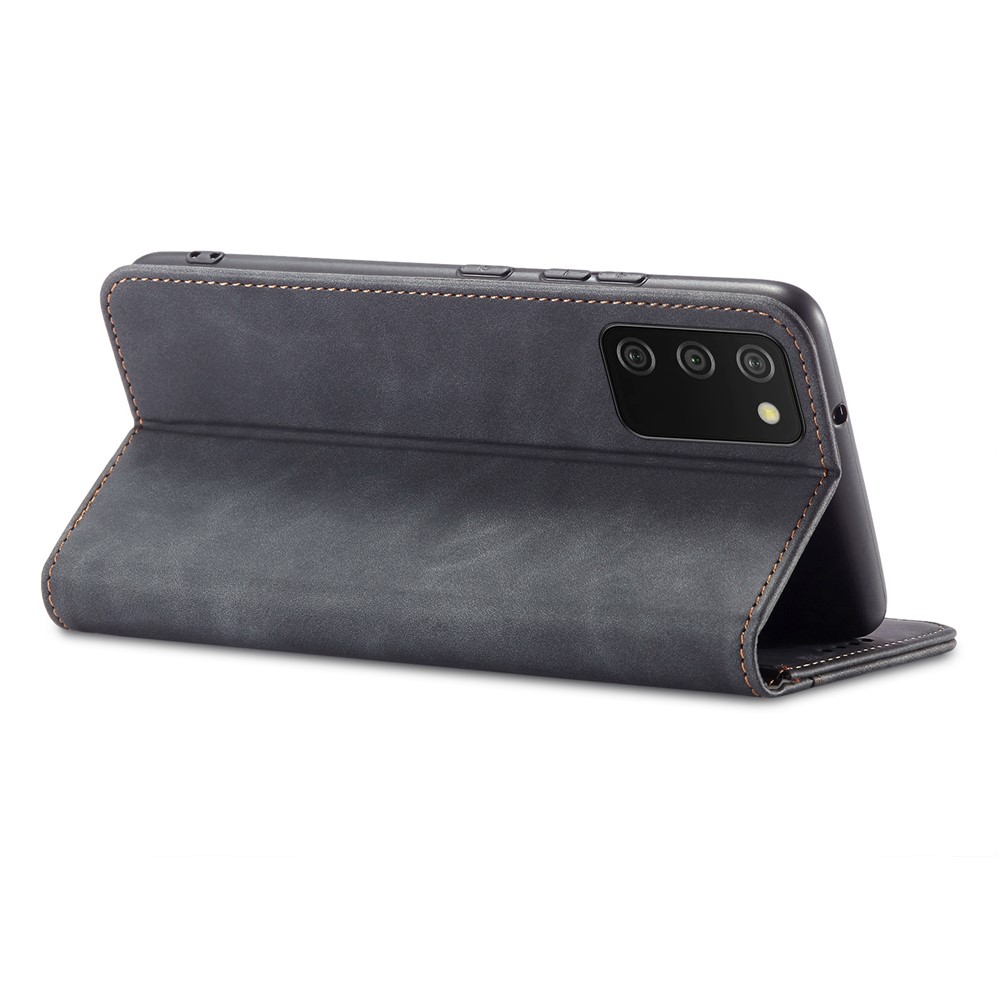 Magnetic Absorption PU Leather Flip Wallet Case Stand Double Edge-fold Sewing Design Phone Cover for Samsung Galaxy A03s (164.2 x 75.9 x 9.1mm) - Black-4