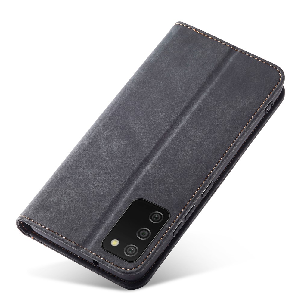 Magnetic Absorption PU Leather Flip Wallet Case Stand Double Edge-fold Sewing Design Phone Cover for Samsung Galaxy A03s (164.2 x 75.9 x 9.1mm) - Black-7