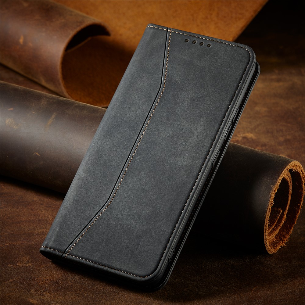 Magnetic Absorption PU Leather Flip Wallet Case Stand Double Edge-fold Sewing Design Phone Cover for Samsung Galaxy A03s (164.2 x 75.9 x 9.1mm) - Black-9