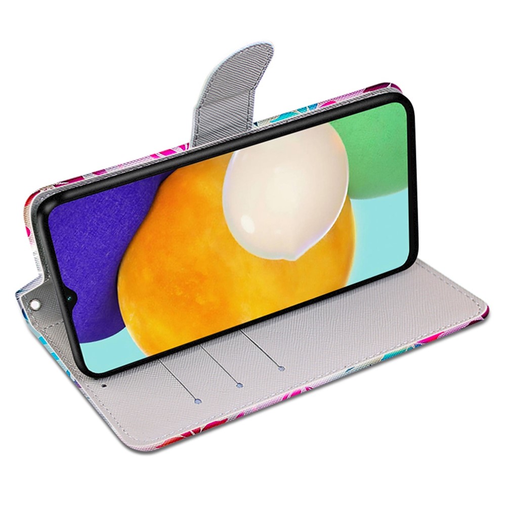 Pattern Printing PU Leather Wallet Phone Case Stand Shockproof Flip Protective Cover with Strap for Samsung Galaxy M52 5G - B07 Gradient Colorful Flowers-4