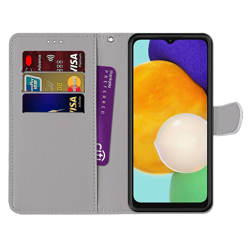 Stand Feature PU Leather Phone Case Pattern Printing Wallet Flip Protective Cover with Wrist Strap for Samsung Galaxy A53 5G - B15 Purple/Green Starry Sky-5