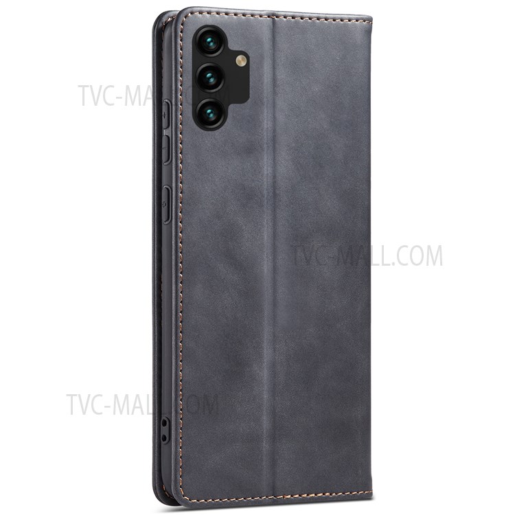 Shockproof Anti-fall PU Leather Double Edge-fold Sewing Design Mobile Phone Case with Wallet Stand for Samsung Galaxy A13 5G - Black-3