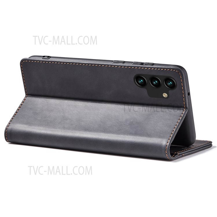 Shockproof Anti-fall PU Leather Double Edge-fold Sewing Design Mobile Phone Case with Wallet Stand for Samsung Galaxy A13 5G - Black-4