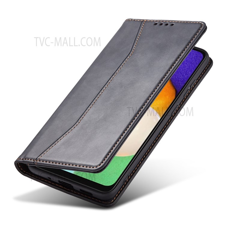 Shockproof Anti-fall PU Leather Double Edge-fold Sewing Design Mobile Phone Case with Wallet Stand for Samsung Galaxy A13 5G - Black-6