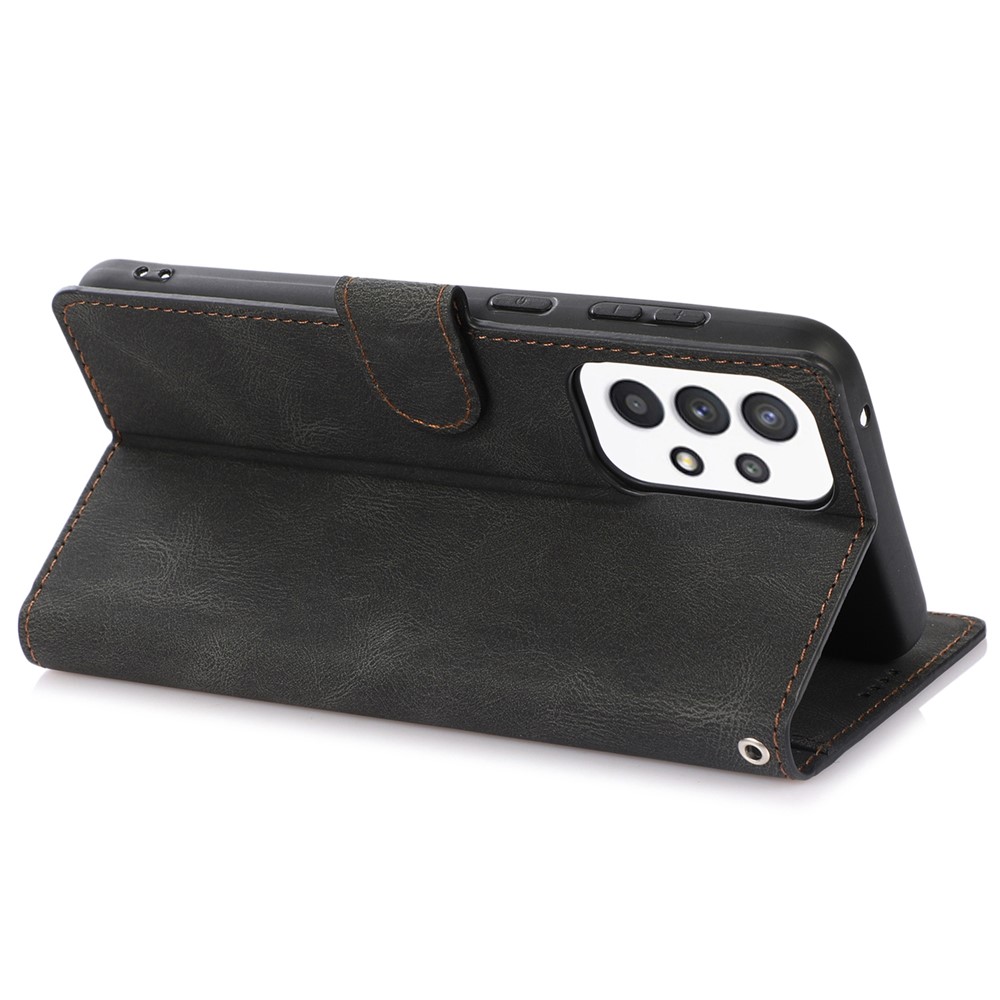 Wrist Strap Dual-sided Magnetic Clasp PU Leather + TPU Wallet Stand Shockproof Phone Cover for Samsung Galaxy A53 5G - Black-5