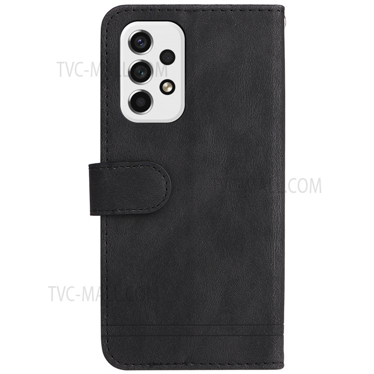 Tree Pattern Metal Button PU Leather + TPU Skin-touch Phone Case with Stand Wallet for Samsung Galaxy A53 5G - Black-3