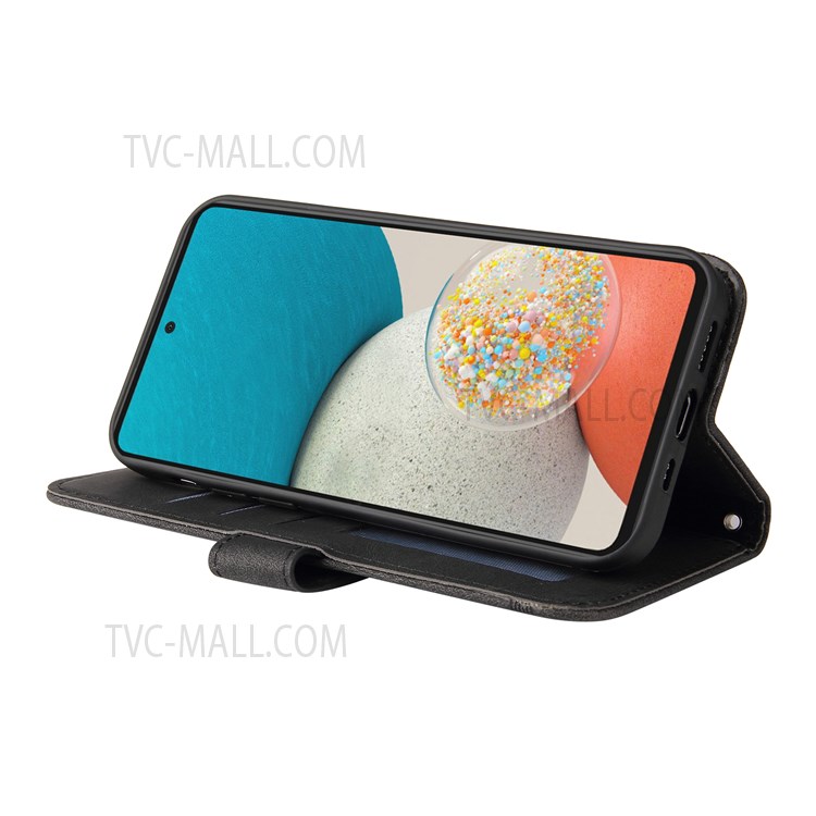 Tree Pattern Metal Button PU Leather + TPU Skin-touch Phone Case with Stand Wallet for Samsung Galaxy A53 5G - Black-5