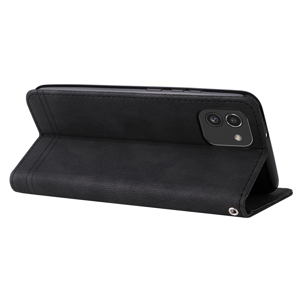 PU Leather + TPU Cover Tree Pattern Metal Button Stand Wallet Phone Case with Strap for Samsung Galaxy A03 (Global Version) (164.2x75.9x9.1mm) - Black-4