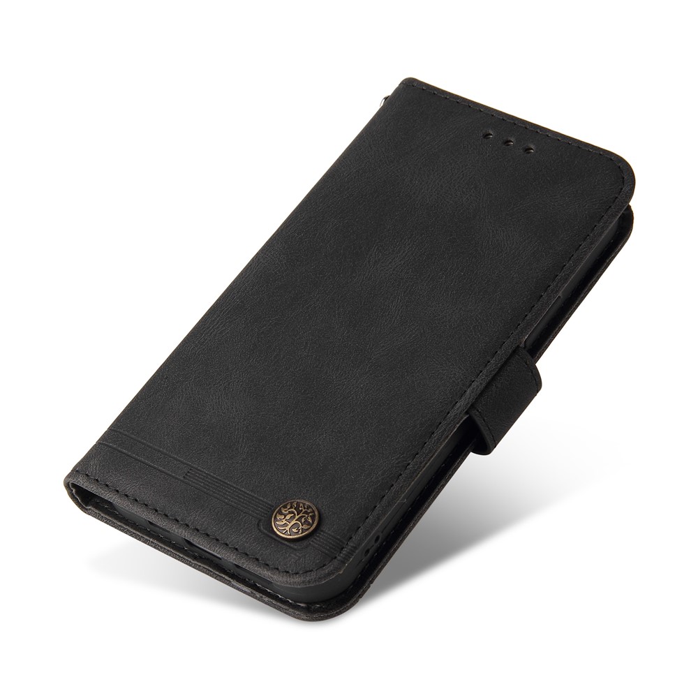 PU Leather + TPU Cover Tree Pattern Metal Button Stand Wallet Phone Case with Strap for Samsung Galaxy A03 (Global Version) (164.2x75.9x9.1mm) - Black-7
