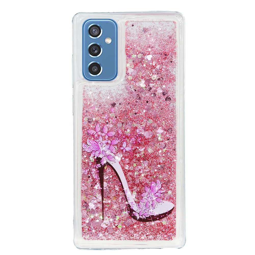 TPU Pattern Clear Pattern Padring Powder Powder e Glitter Bling Telefone Para Samsung Galaxy M52 5G - Salto Alto