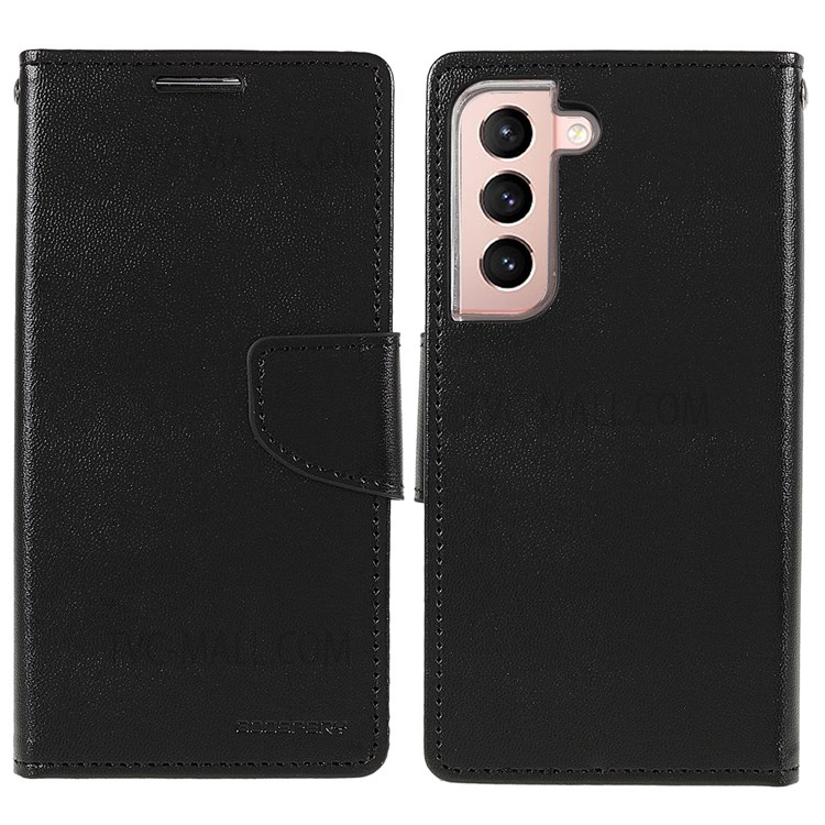 MERCURY GOOSPERY Bravo Diary Leather Phone Cover Phone Protection Case with Wallet Supporting Stand for Samsung Galaxy S22+ 5G - Black-1