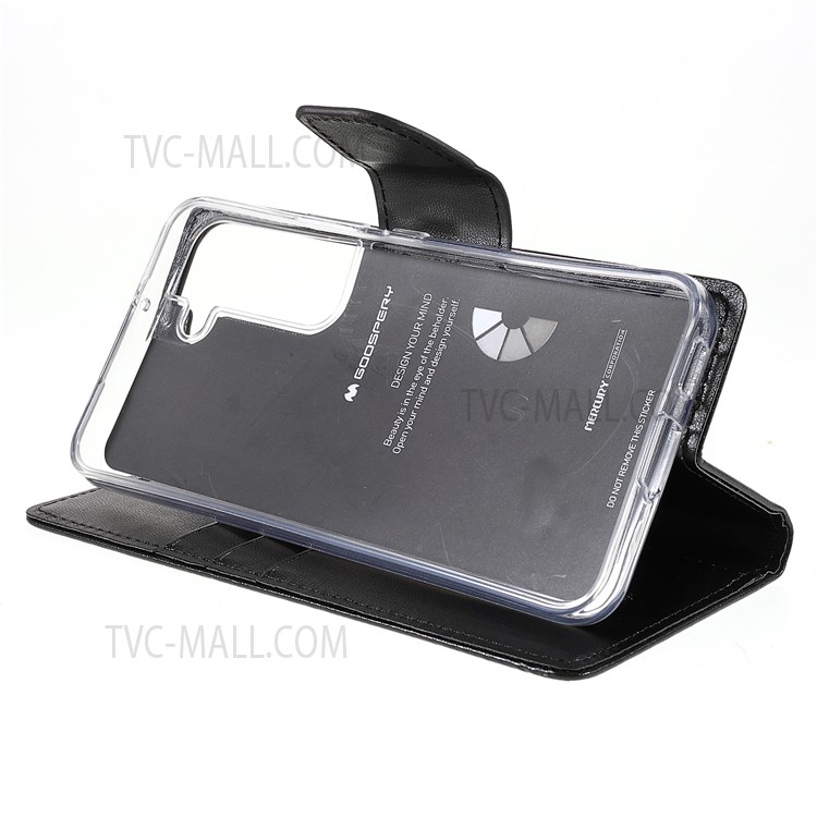 MERCURY GOOSPERY Bravo Diary Leather Phone Cover Phone Protection Case with Wallet Supporting Stand for Samsung Galaxy S22+ 5G - Black-8