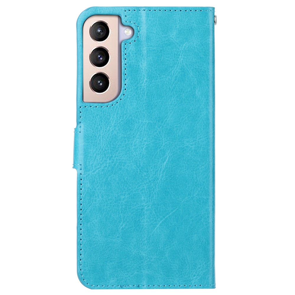 Crazy Horse Texture Magnetic Clasp PU Leather Stand Wallet Phone Case Shell for Samsung Galaxy S22+ 5G - Baby Blue-3