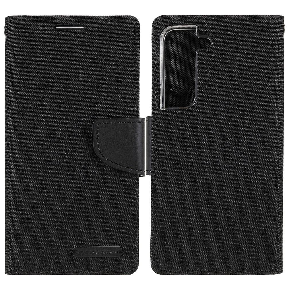 MERCURY GOOSPERY Canvas Texture PU Leather Anti-scratch Stand Wallet Phone Case Cover for Samsung Galaxy S22+ 5G - Black-1