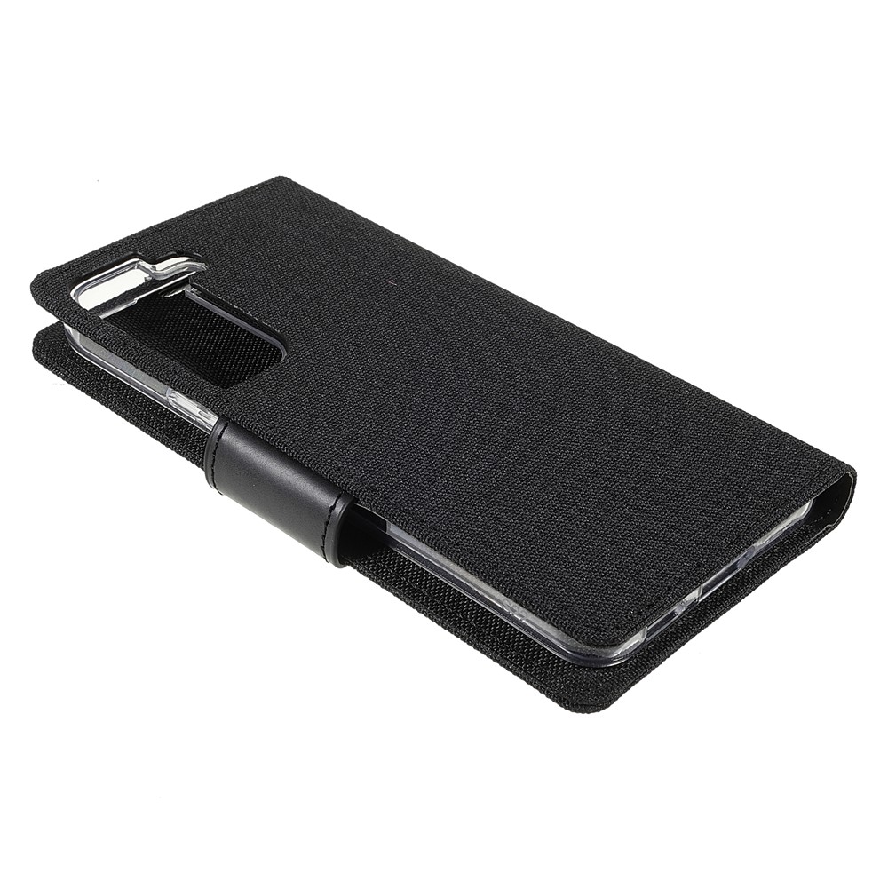 MERCURY GOOSPERY Canvas Texture PU Leather Anti-scratch Stand Wallet Phone Case Cover for Samsung Galaxy S22+ 5G - Black-5