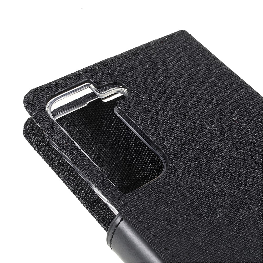 MERCURY GOOSPERY Canvas Texture PU Leather Anti-scratch Stand Wallet Phone Case Cover for Samsung Galaxy S22+ 5G - Black-6