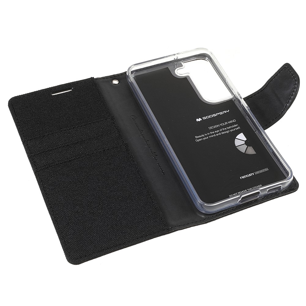 MERCURY GOOSPERY Canvas Texture PU Leather Anti-scratch Stand Wallet Phone Case Cover for Samsung Galaxy S22+ 5G - Black-7
