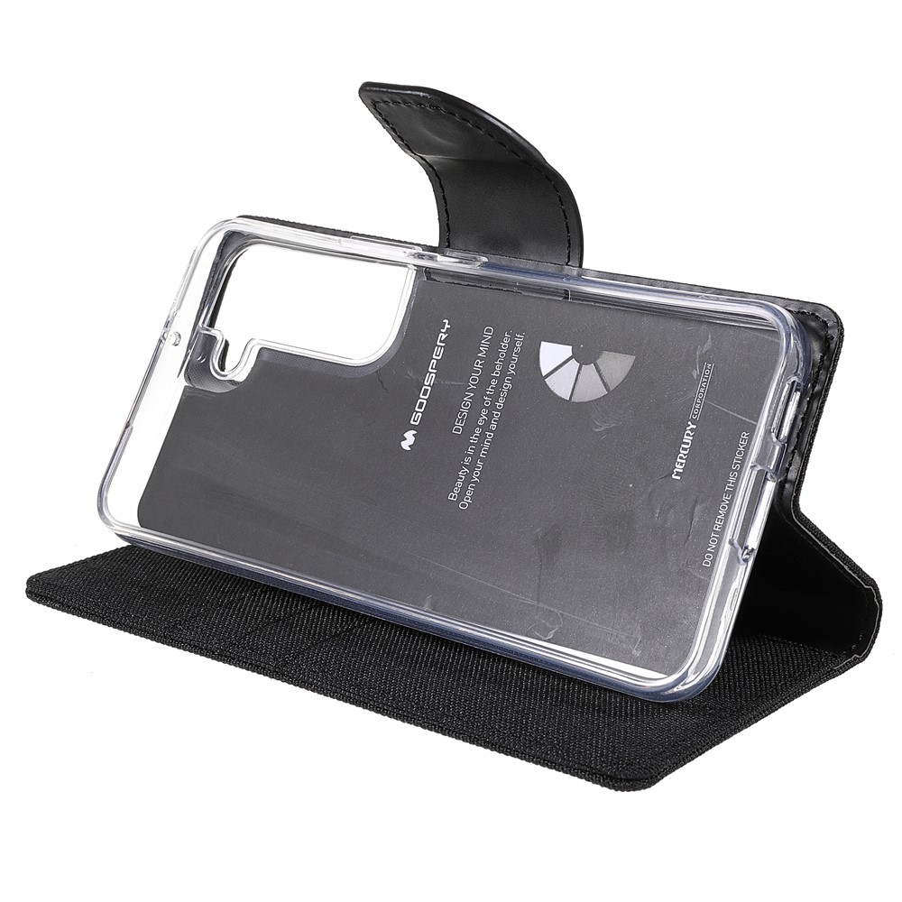 MERCURY GOOSPERY Canvas Texture PU Leather Anti-scratch Stand Wallet Phone Case Cover for Samsung Galaxy S22+ 5G - Black-9