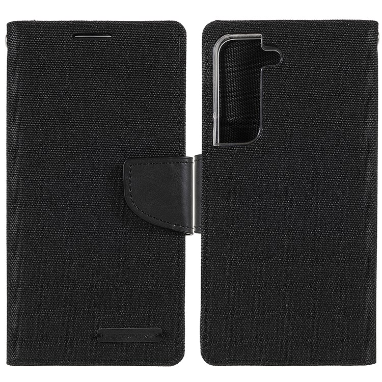 MERCURY GOOSPERY PU Leather Phone Case Canvas Texture Stand Wallet Protector Cover for Samsung Galaxy S22 - Black-1
