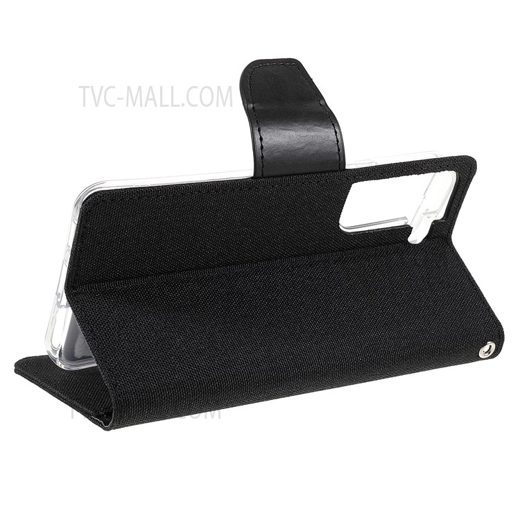 MERCURY GOOSPERY PU Leather Phone Case Canvas Texture Stand Wallet Protector Cover for Samsung Galaxy S22 - Black-10