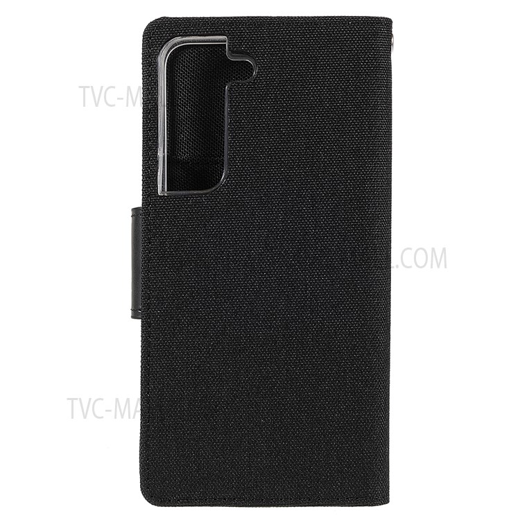 MERCURY GOOSPERY PU Leather Phone Case Canvas Texture Stand Wallet Protector Cover for Samsung Galaxy S22 - Black-3