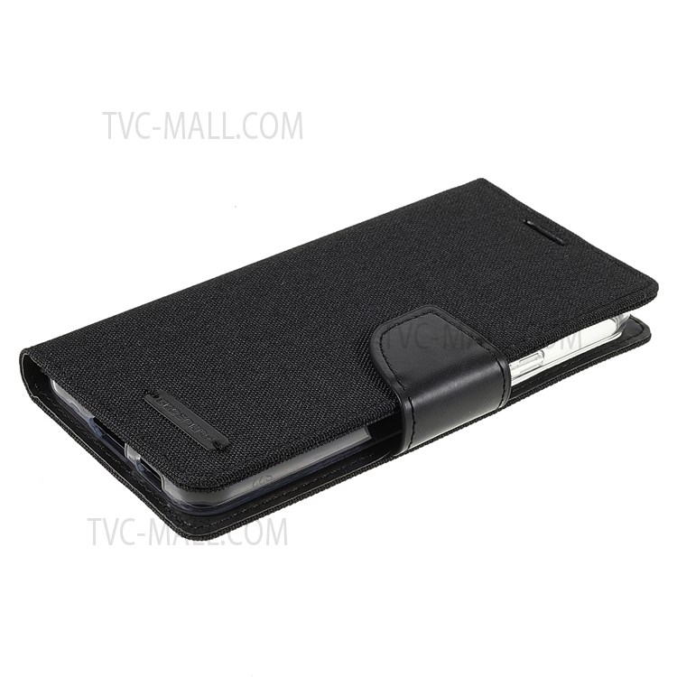 MERCURY GOOSPERY PU Leather Phone Case Canvas Texture Stand Wallet Protector Cover for Samsung Galaxy S22 - Black-4