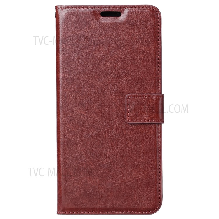 Drop-resistant Crazy Horse Texture PU Leather Cover Magnetic Clasp Stand Wallet Phone Case for Samsung Galaxy S22 5G - Brown-2