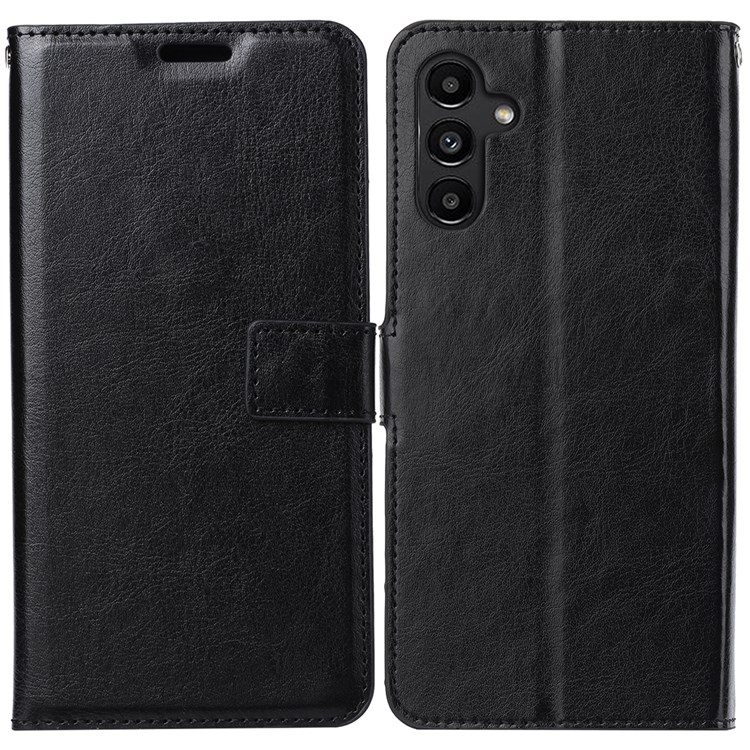 Anti-scratch PU Leather Cover Inner TPU Case with Stand Wallet for Samsung Galaxy A13 5G - Black-1