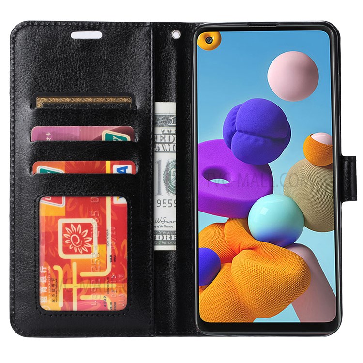 Anti-scratch PU Leather Cover Inner TPU Case with Stand Wallet for Samsung Galaxy A13 5G - Black-4