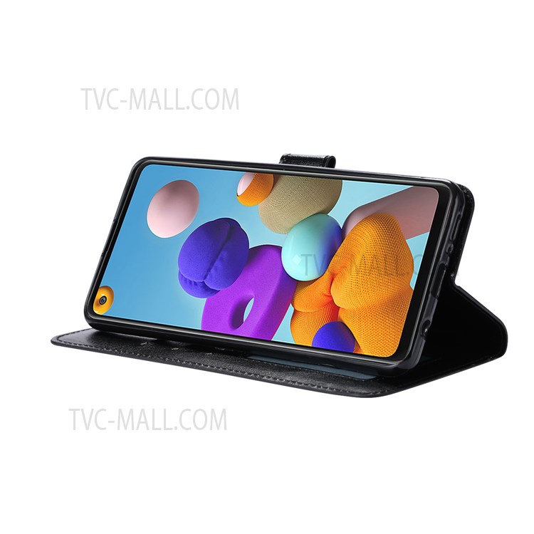 Anti-scratch PU Leather Cover Inner TPU Case with Stand Wallet for Samsung Galaxy A13 5G - Black-5