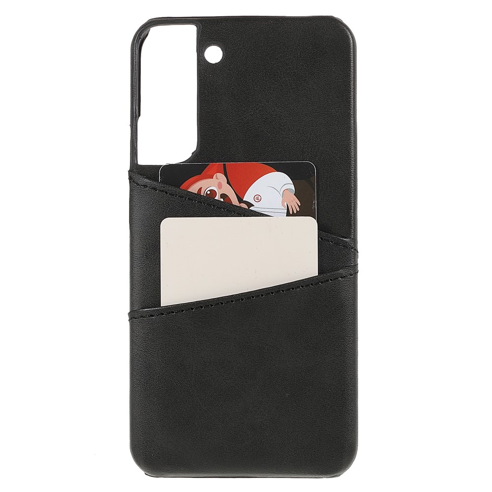 Protective Smartphone Case PU Leather Coated PC Back Phone Cover with 2 Card Slots for Samsung Galaxy S22+ 5G - Black-2