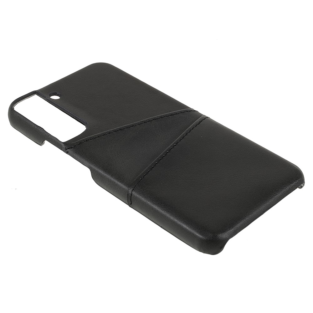 Protective Smartphone Case PU Leather Coated PC Back Phone Cover with 2 Card Slots for Samsung Galaxy S22+ 5G - Black-5