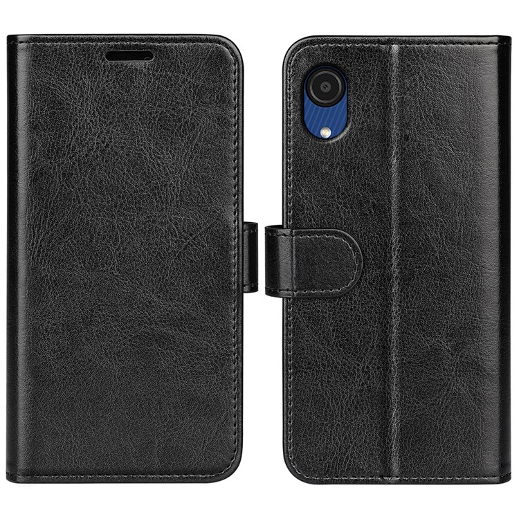 PU Leather + TPU Anti-scratch Crazy Horse Texture Stand Wallet Phone Case Cover for Samsung Galaxy A03 Core - Black-1