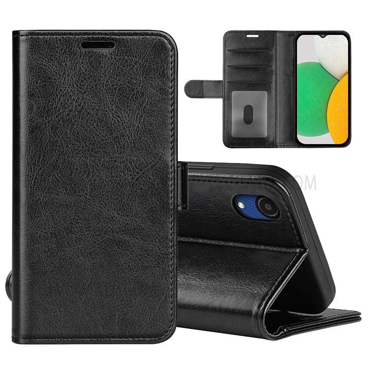 PU Leather + TPU Anti-scratch Crazy Horse Texture Stand Wallet Phone Case Cover for Samsung Galaxy A03 Core - Black-10