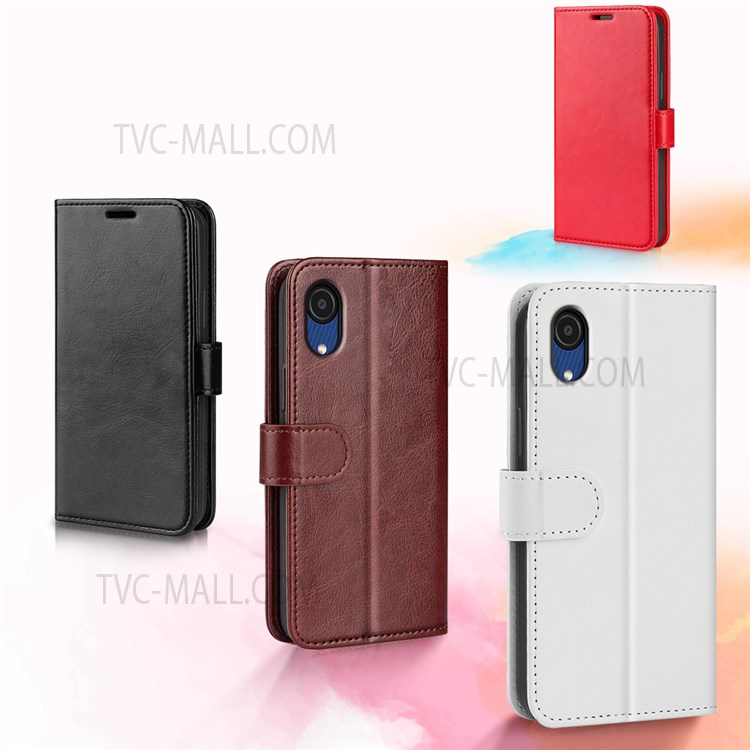 PU Leather + TPU Anti-scratch Crazy Horse Texture Stand Wallet Phone Case Cover for Samsung Galaxy A03 Core - Black-11