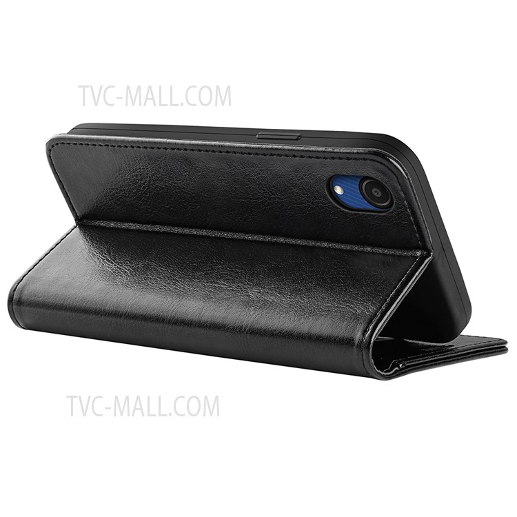 PU Leather + TPU Anti-scratch Crazy Horse Texture Stand Wallet Phone Case Cover for Samsung Galaxy A03 Core - Black-4