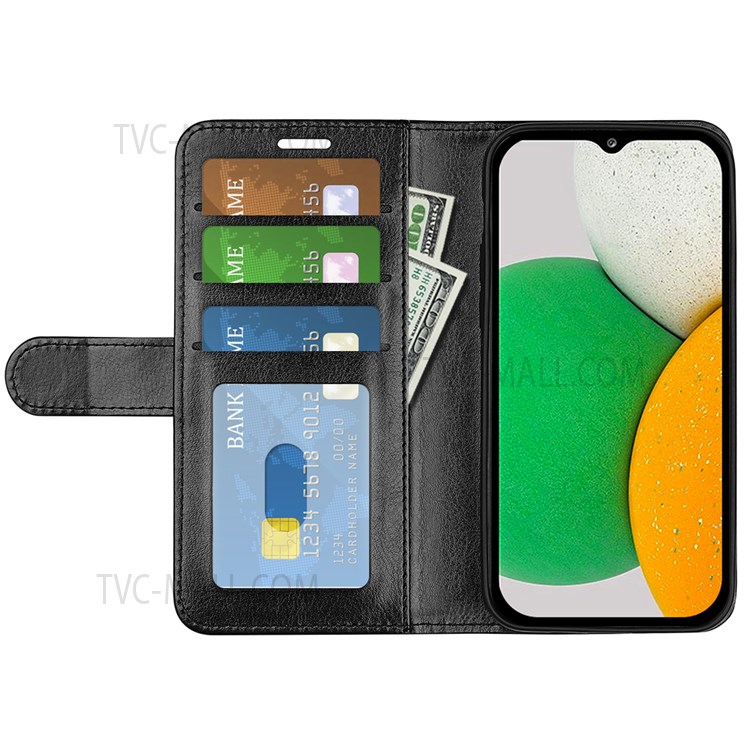 PU Leather + TPU Anti-scratch Crazy Horse Texture Stand Wallet Phone Case Cover for Samsung Galaxy A03 Core - Black-7