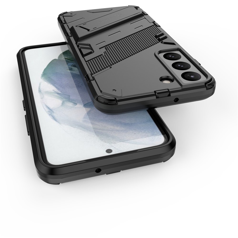 Kickstand Design Flexible TPU + Hard PC Back Phone Cover Anti-Scratch Cellphone Case for Samsung Galaxy S22 5G - Black-7