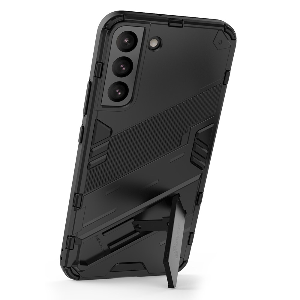 Soft TPU + Hard PC Back Phone Cover Anti-Scratch Cellphone Case with Kickstand for Samsung Galaxy S22+ 5G - Black-3