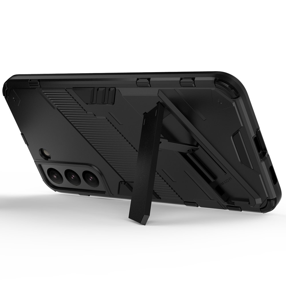 Soft TPU + Hard PC Back Phone Cover Anti-Scratch Cellphone Case with Kickstand for Samsung Galaxy S22+ 5G - Black-4