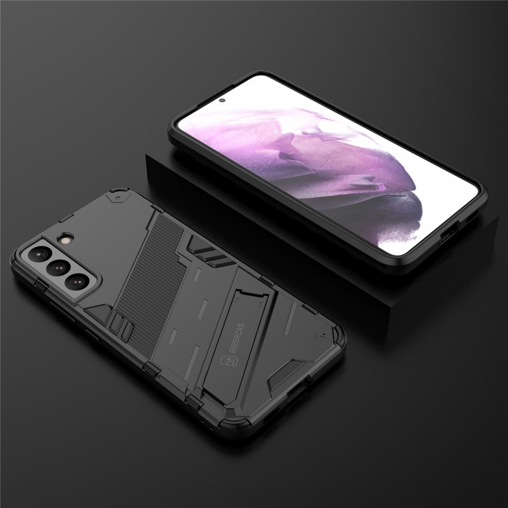 Soft TPU + Hard PC Back Phone Cover Anti-Scratch Cellphone Case with Kickstand for Samsung Galaxy S22+ 5G - Black-7