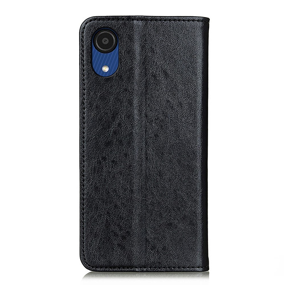 Magnetic Absorption Crazy Horse Texture PU Leather Case Flip Folio Wallet Phone Cover with Stand Feature for Samsung Galaxy A03 Core - Black-3