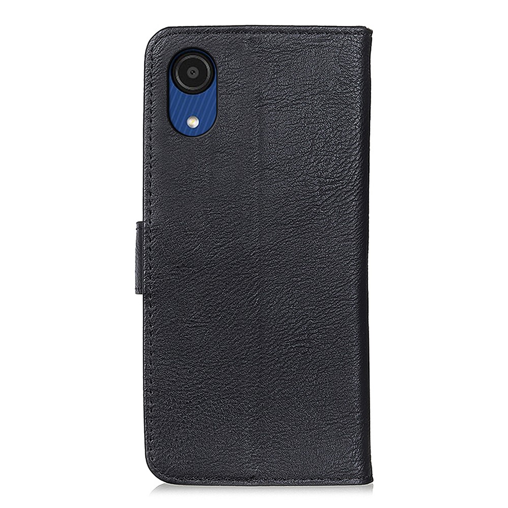 KHAZNEH Textured PU Leather Wallet Folio Book Phone Protector Case Stand Design Flip Cover for Samsung Galaxy A03 Core - Black-3